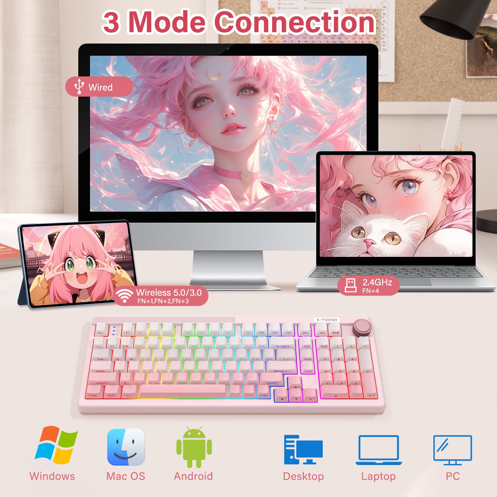 E-YOOSO 98-Key Wired Tri-mode  - огляд і ціна Gaming Keyboard E Yooso