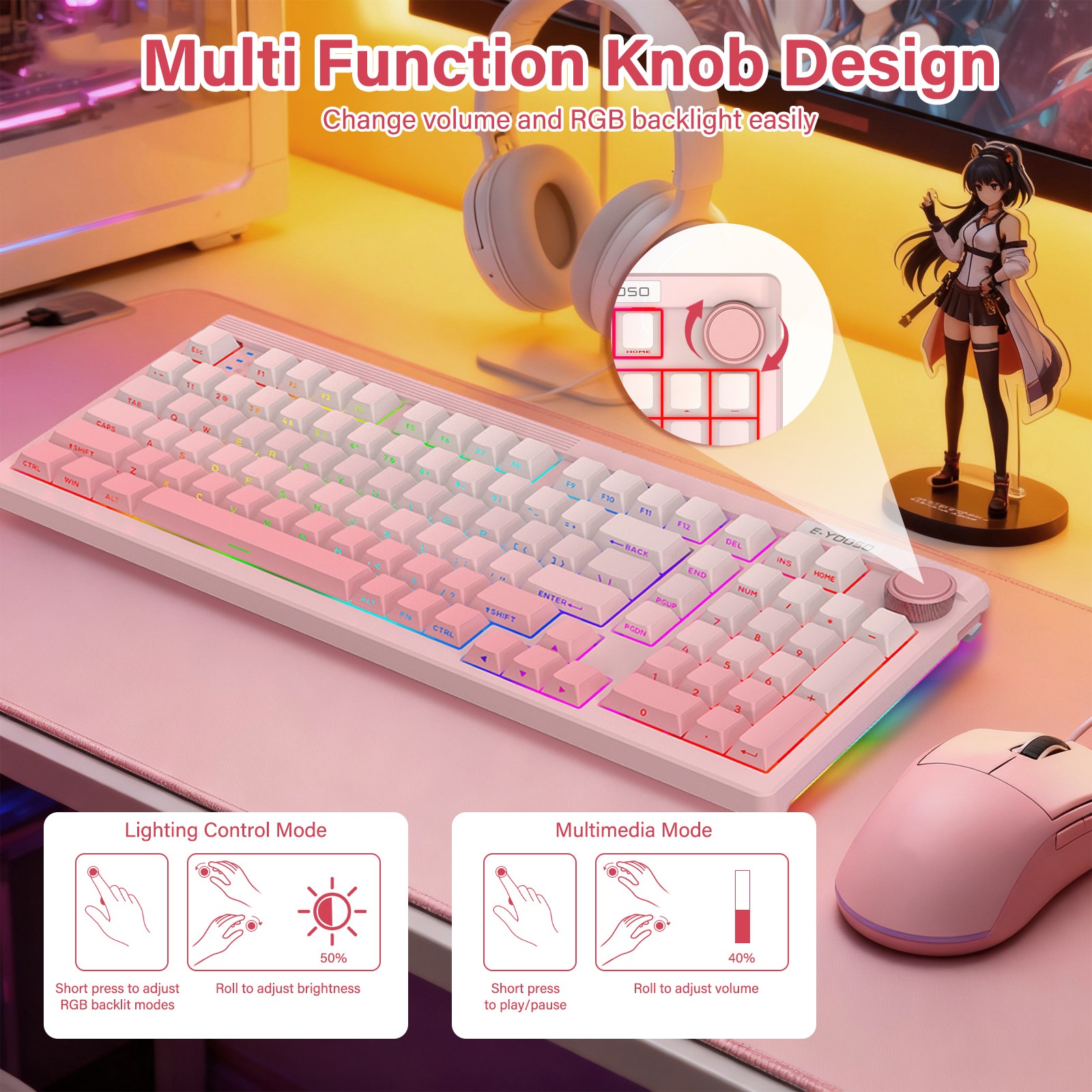 E-YOOSO 98-Key Wired Tri-mode  - огляд і ціна Gaming Keyboard E Yooso